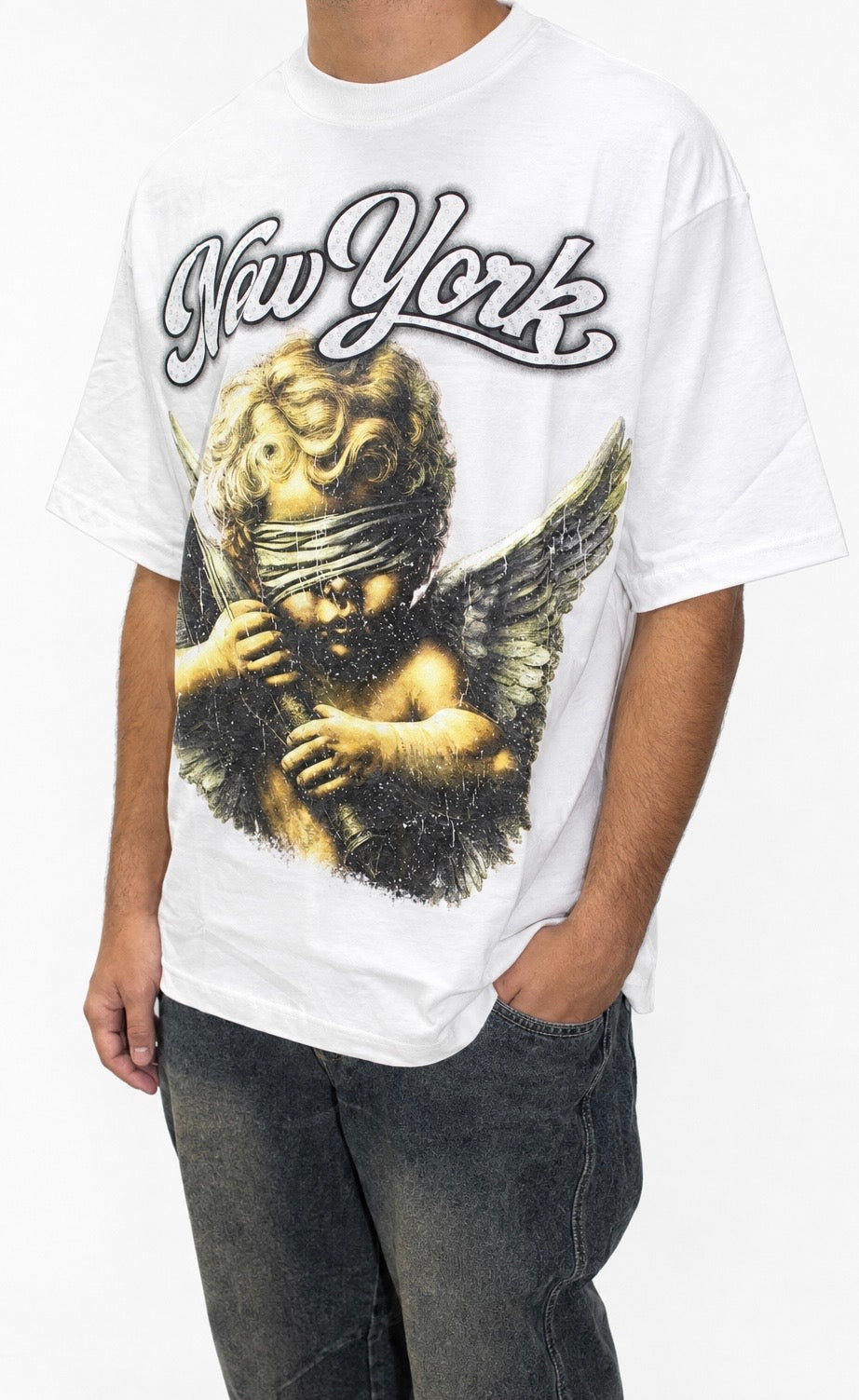 T-shirt Streetwear oversized "Blind Angel" - White