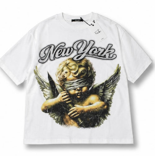 T-shirt Streetwear oversized "Blind Angel" - White